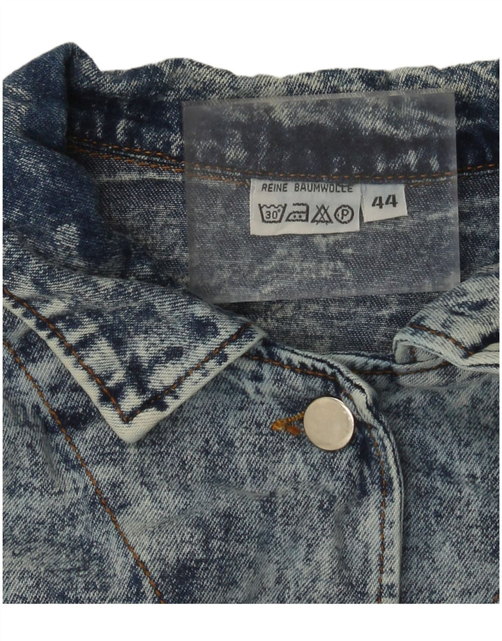 Vintage Womens Crop Oversized Denim Jacket IT 44 Medium Blue Cotton