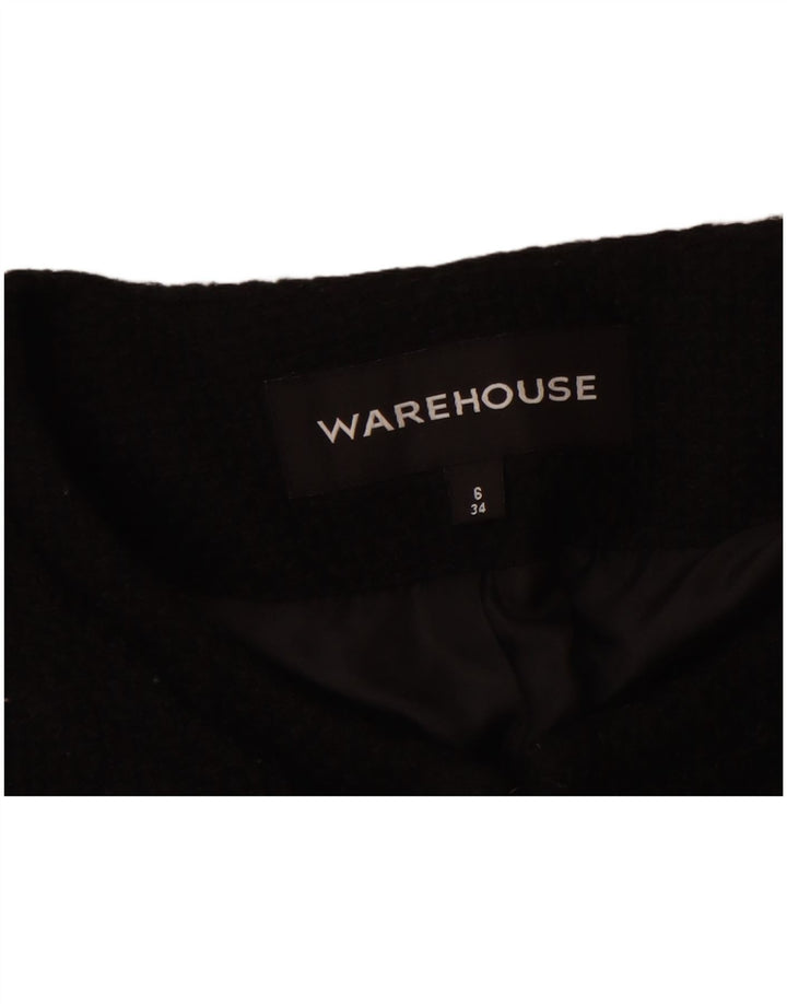 WAREHOUSE Womens Crop Blazer Jacket UK 6 XS Black Polyester