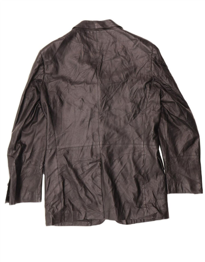 ENRICO MANDELLI Mens Milano Leather Jacket IT 48 Medium Black Leather