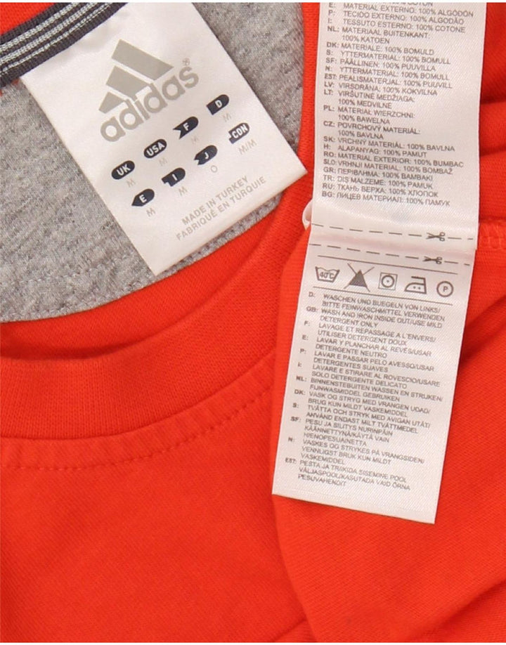 ADIDAS Mens T-Shirt Top Medium Orange Cotton