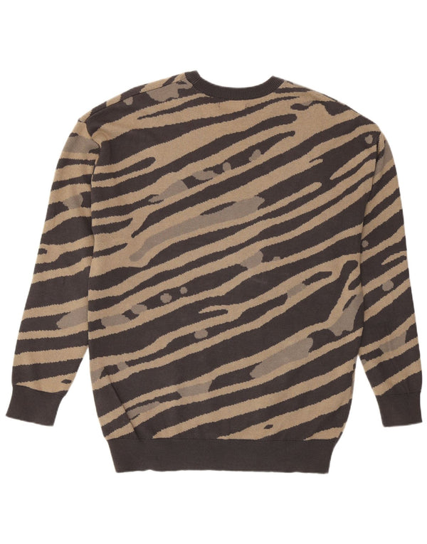 Zara Mens Sweatshirt Jumper Small Brown Striped Cotton