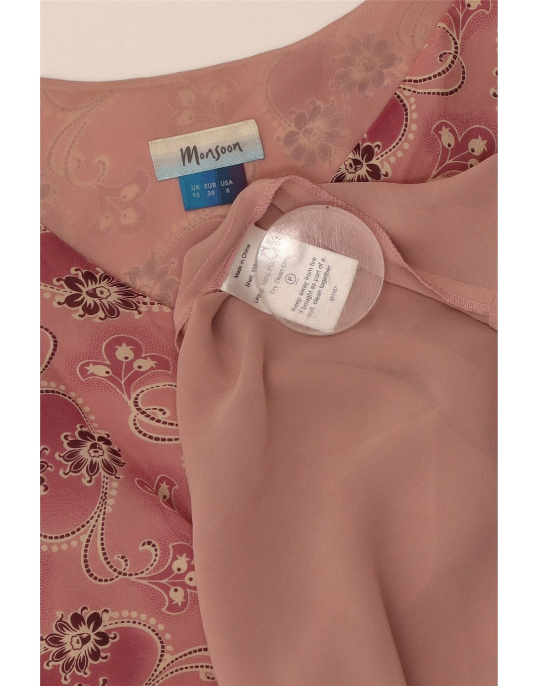 MONSOON Womens Sleeveless Maxi Dress UK 10 Small Pink Floral Silk