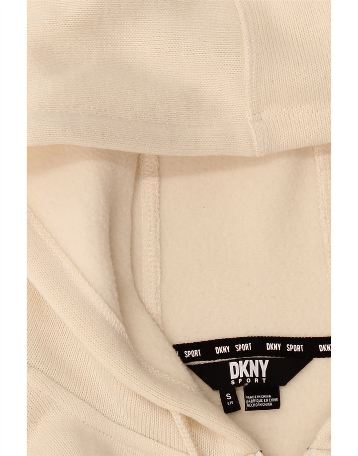 DKNY Womens Zip Hoodie Sweater UK 10 Small Beige Polyester Vintage Dkny and Second-Hand Dkny from Messina Hembry 