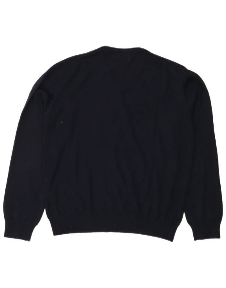 RIFLE Womens V-Neck Jumper Sweater UK 18 XL Navy Blue Acrylic