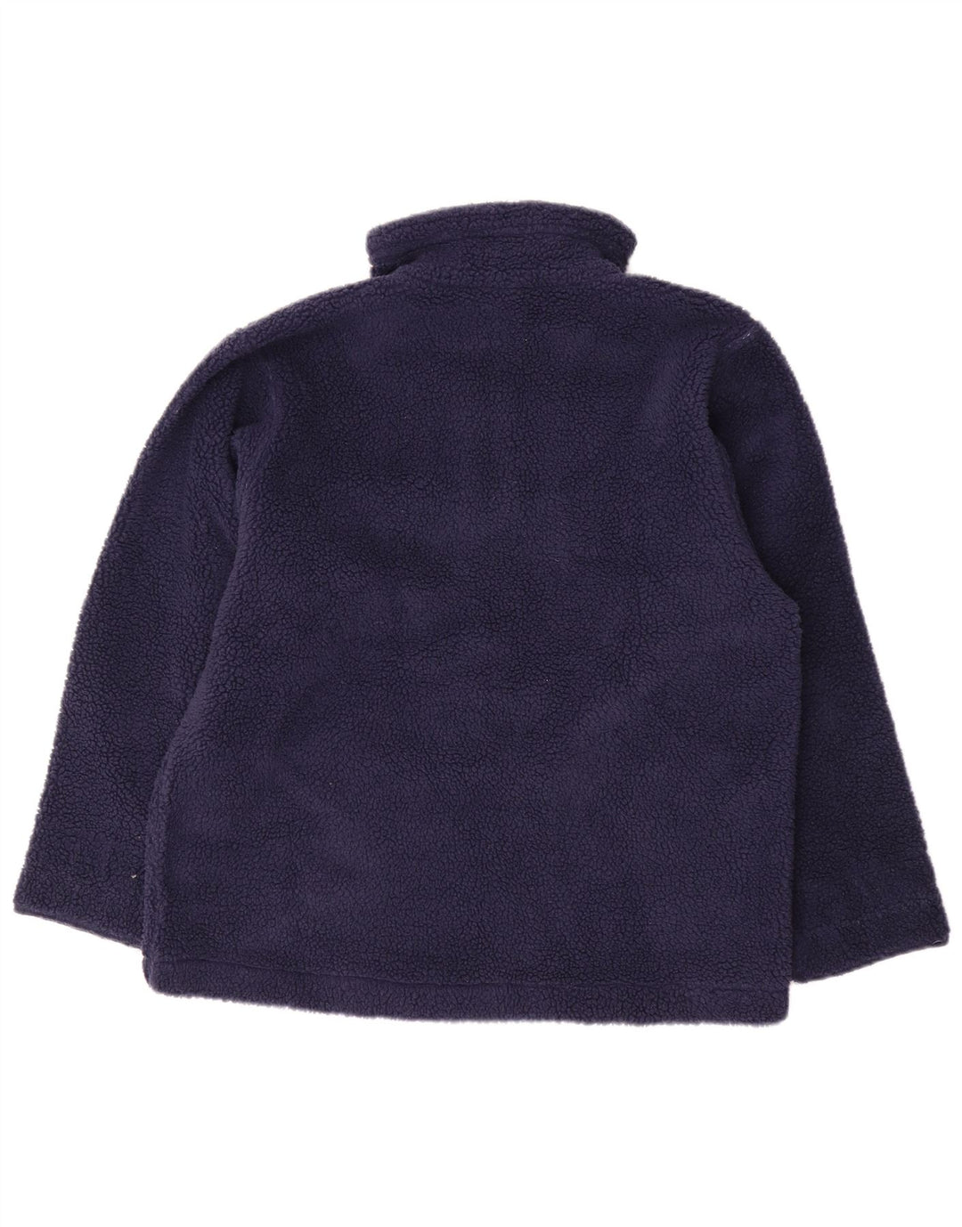 VINTAGE Womens Zip Neck Fleece Jumper UK 16 Large Navy Blue Fair Isle
