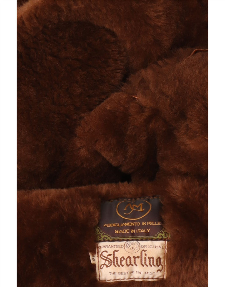 Vintage Mens Shearling Jacket IT 46 Small Brown Shearling