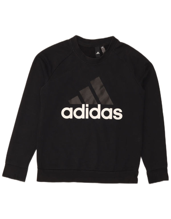 ADIDAS Womens Graphic Sweatshirt Jumper UK 12/14 Medium Black Cotton