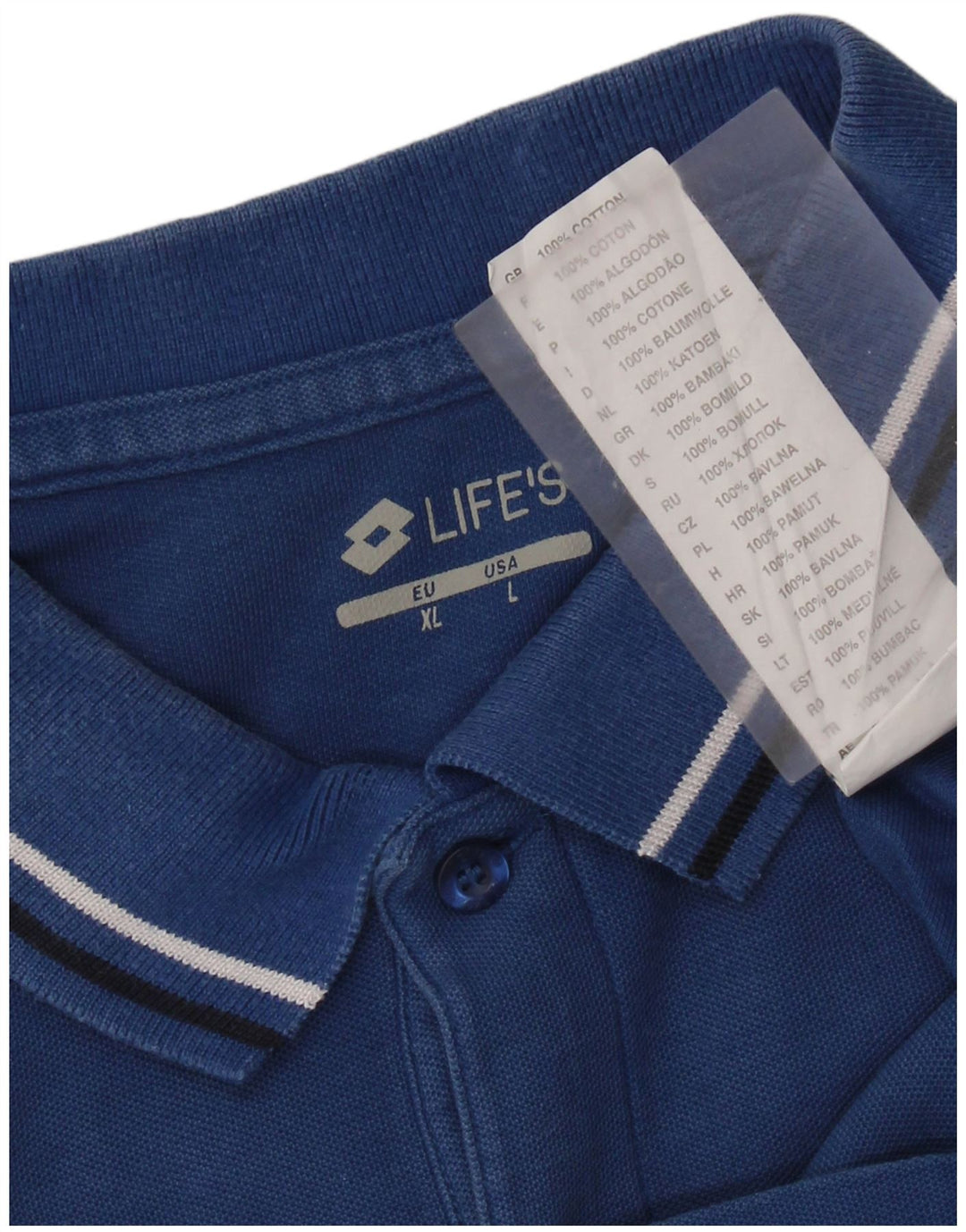 LOTTO Mens Polo Shirt Large Blue Cotton