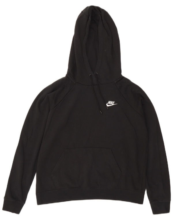 Nike Womens Oversized Hoodie Jumper UK 14 Medium Black Cotton