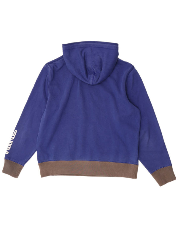 Nike Mens Graphic Hoodie Jumper Medium Blue Colourblock Cotton