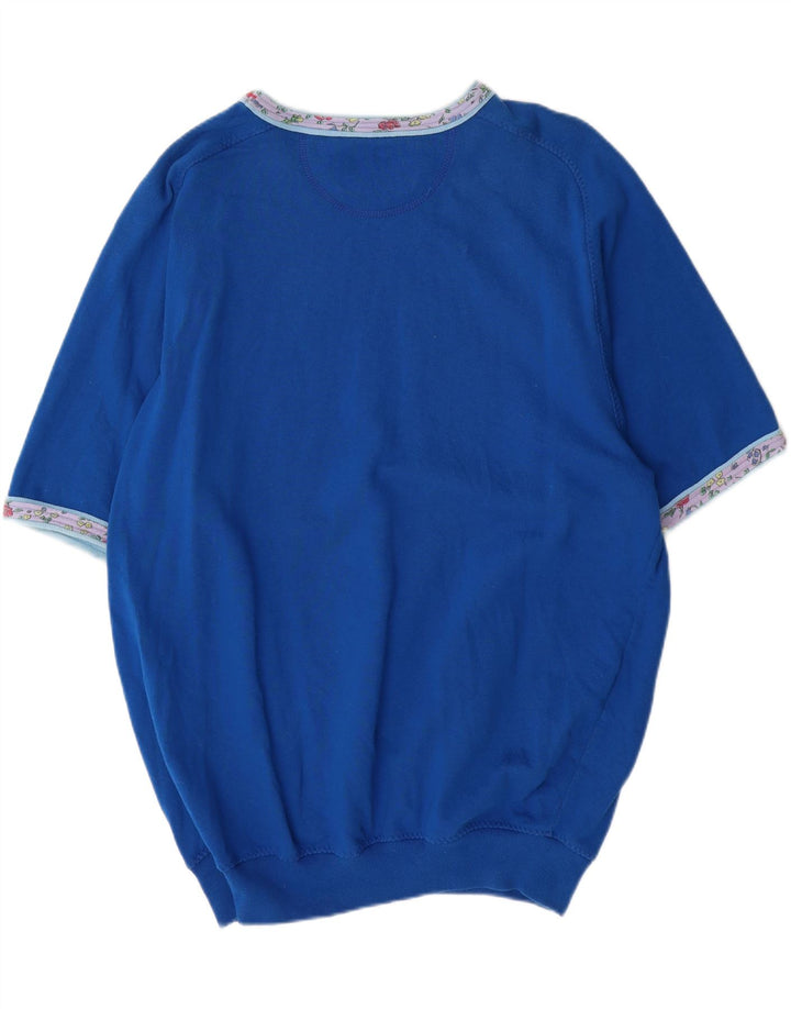 VINTAGE Mens Short Sleeve Sweatshirt Jumper Small Blue Cotton
