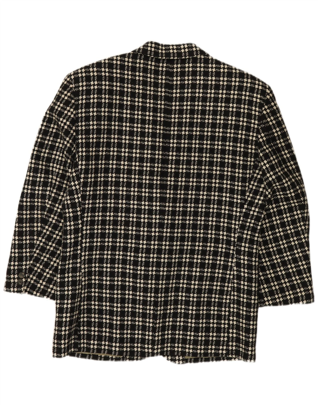 VINTAGE Mens 3 Button Blazer Jacket IT 48 Medium Black Houndstooth Wool