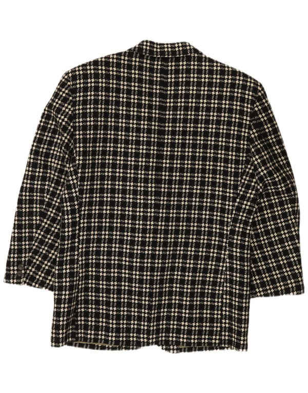 VINTAGE Mens 3 Button Blazer Jacket IT 48 Medium Black Houndstooth Wool