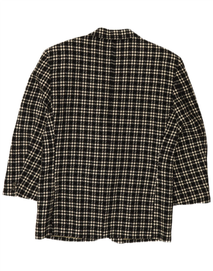 VINTAGE Mens 3 Button Blazer Jacket IT 48 Medium Black Houndstooth Wool