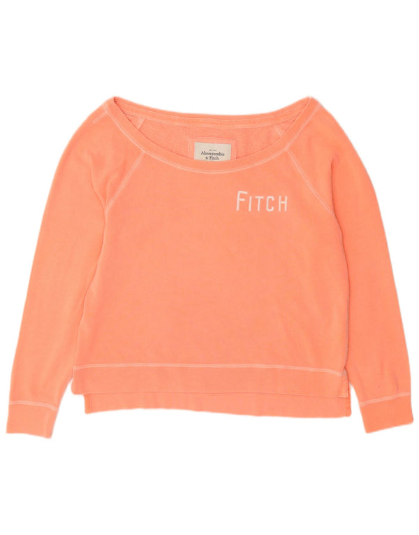 Abercrombie & Fitch Womens Graphic Sweatshirt Jumper UK 16 Large Orange