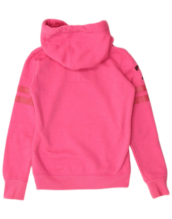Superdry Womens Graphic Hoodie Jumper UK 6 XS Pink Cotton Sports