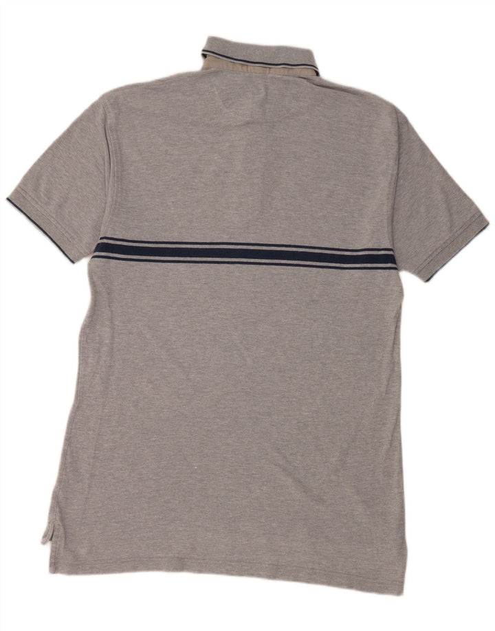 Gant Mens Polo Shirt Medium Grey Striped Cotton