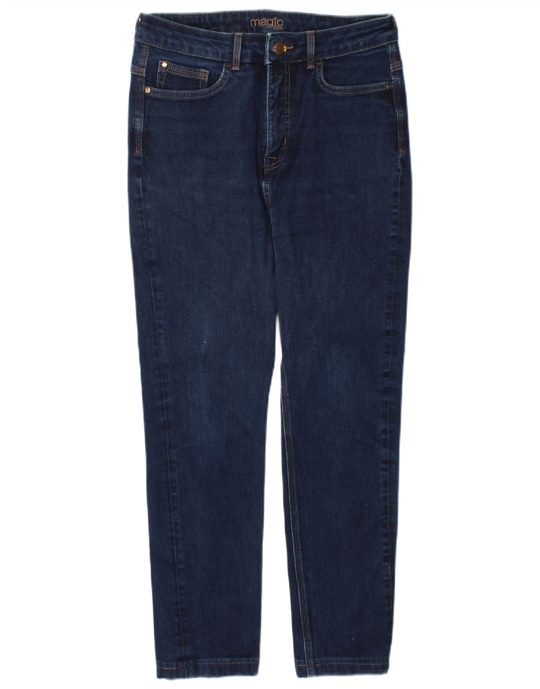 Magic Womens Slim Jeans UK 12 Medium W30 L26 Navy Blue Cotton