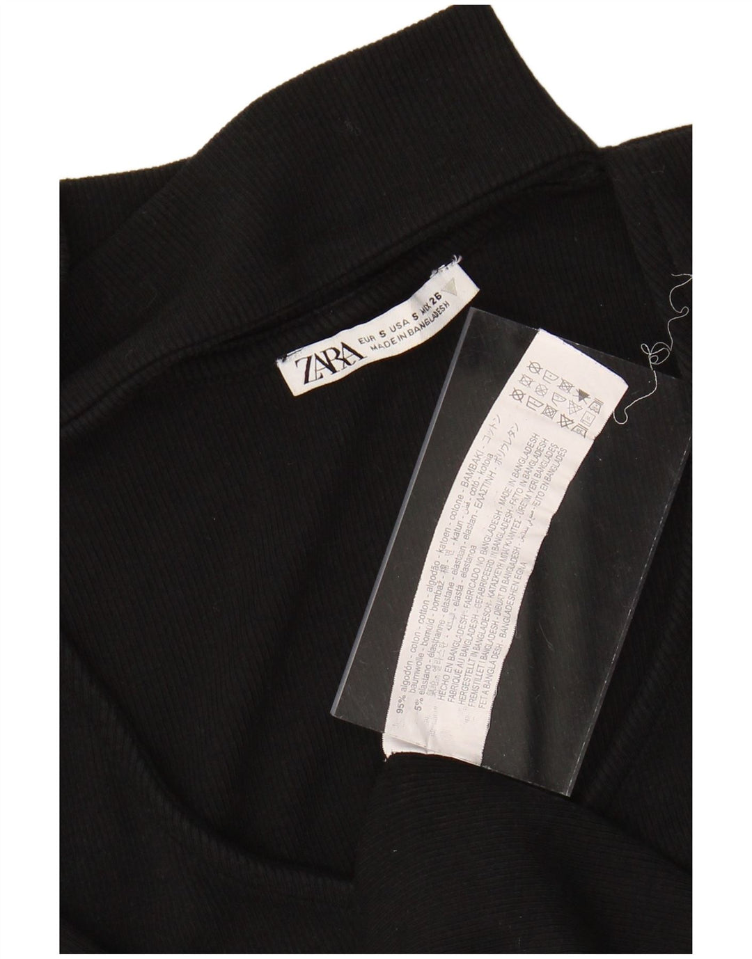 ZARA Womens Long Sleeve Bodycon Dress UK 8 Small Black Cotton