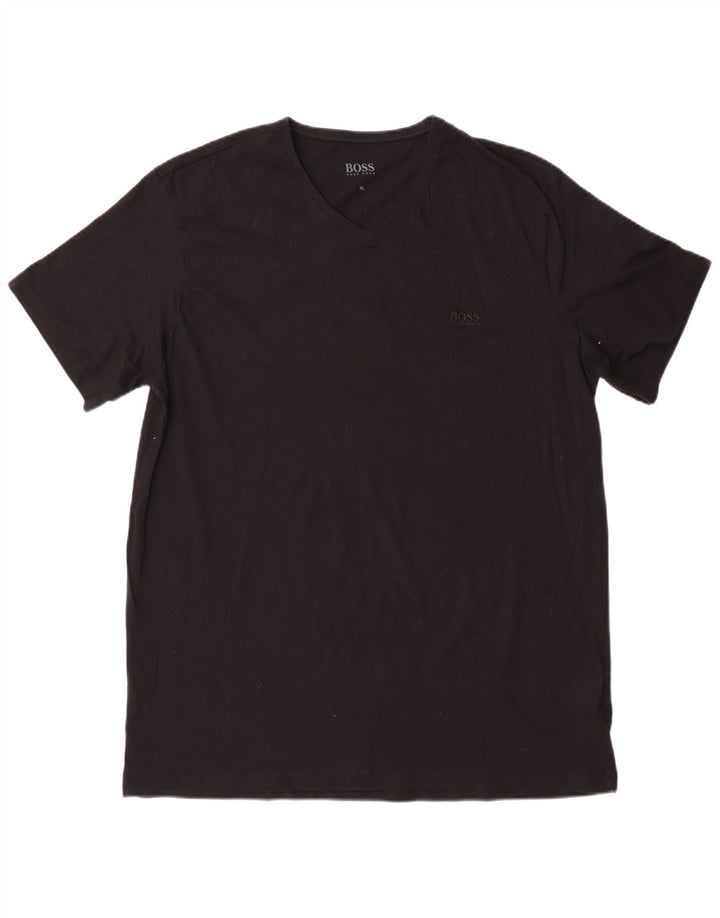 HUGO BOSS Mens T-Shirt Top XL Black Cotton