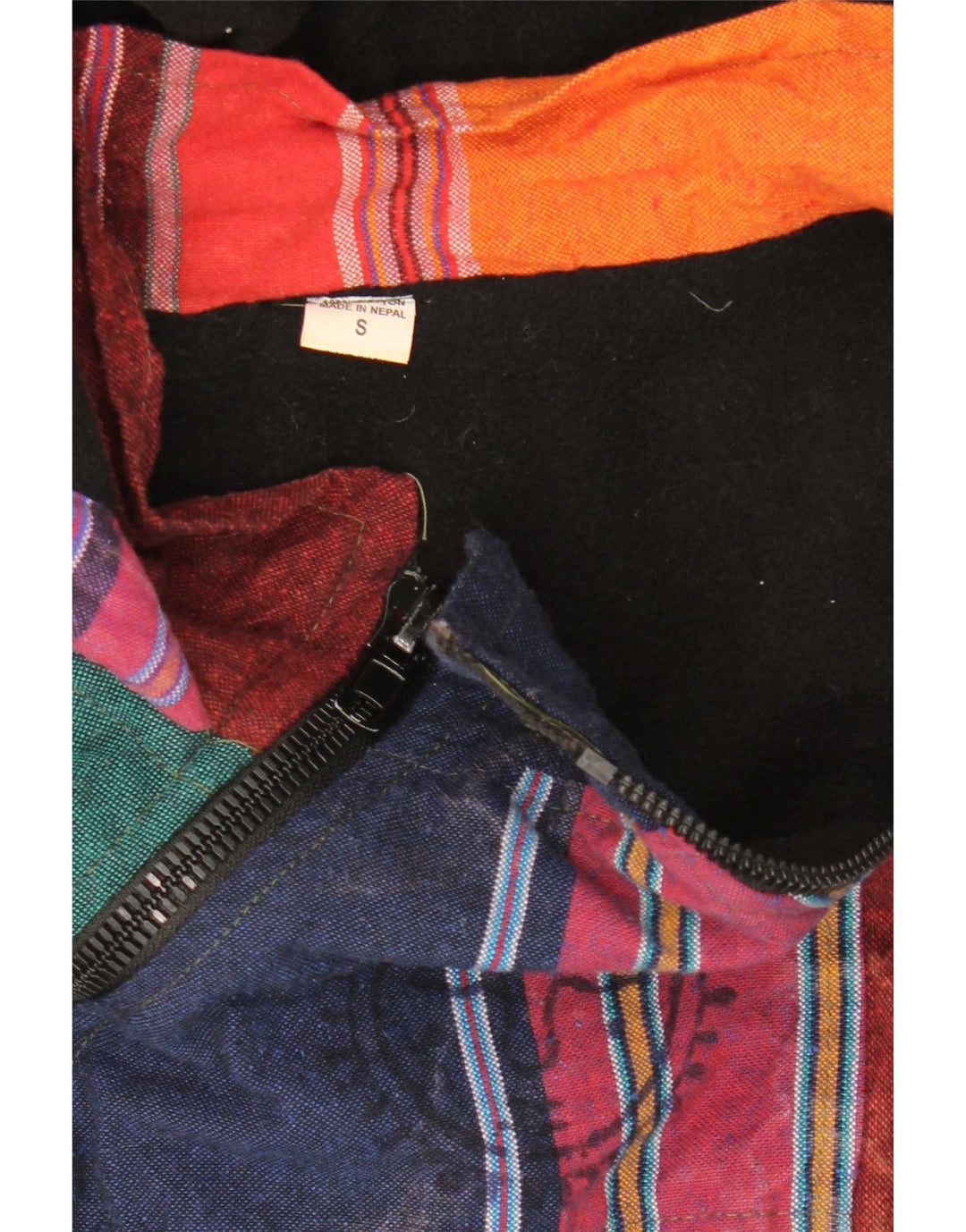 Vintage Mens Hooded Anorak Jacket UK 36 Small Multicoloured Patchwork Aztec