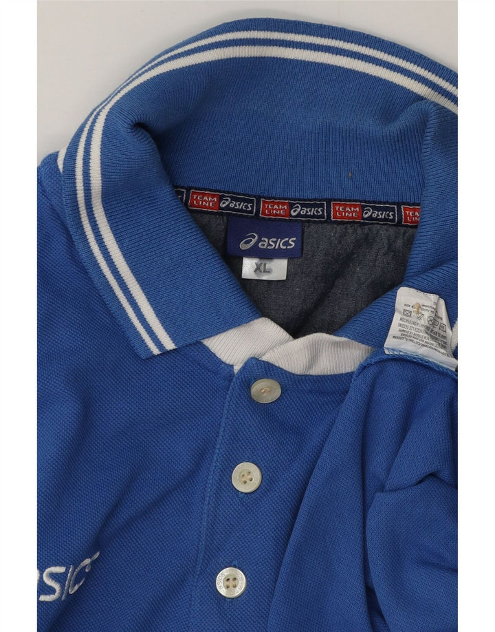 ASICS Mens Graphic Polo Shirt XL Blue Cotton