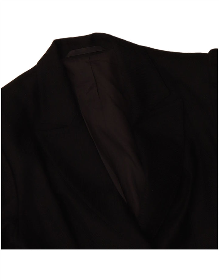 VINTAGE Womens Double Breasted Blazer Jacket UK 14 Medium Black
