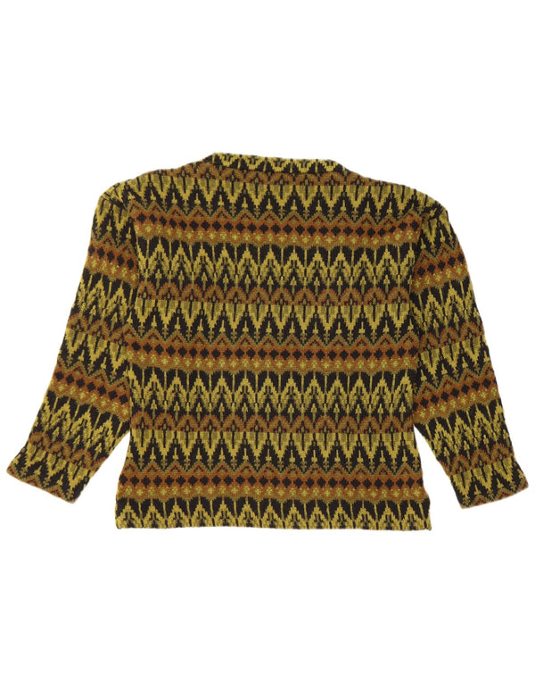 Vintage Womens Turtle Neck Jumper Sweater UK 8 Small Green Geometric Retro