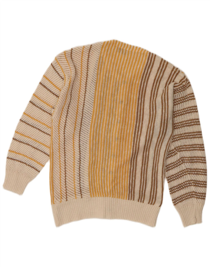 Cellini Womens Cardigan Sweater UK 12 Medium Off White Striped
