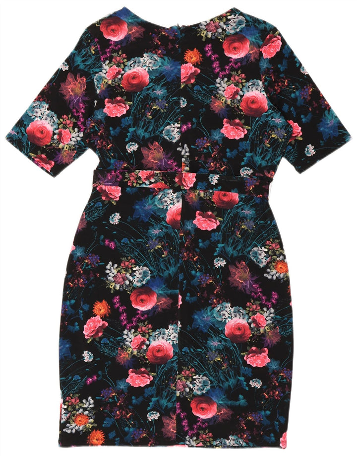 MONSOON Womens Sheath Dress UK 14 Large Black Floral Polyester