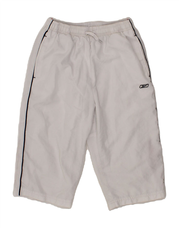 REEBOK Boys Graphic Bermuda Sport Shorts 11-12 Years Medium White Vintage Reebok and Second-Hand Reebok from Messina Hembry 