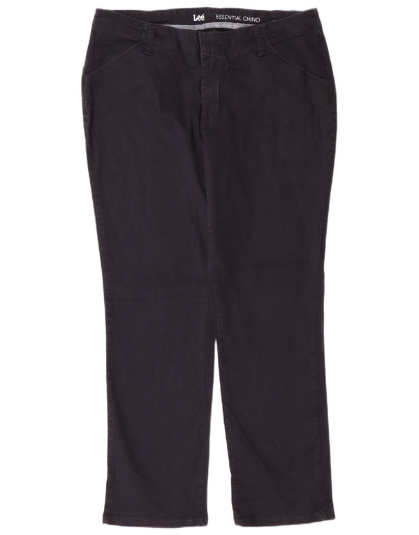 Lee Womens Short Chino Trousers US 12 Large W34 L28  Navy Blue Cotton
