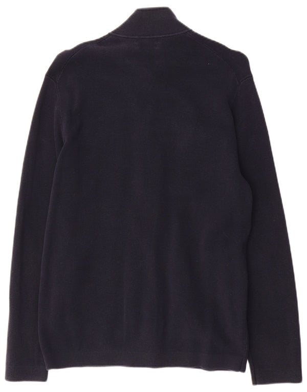 Massimo Dutti Mens Cardigan Sweater Medium Navy Blue Cotton