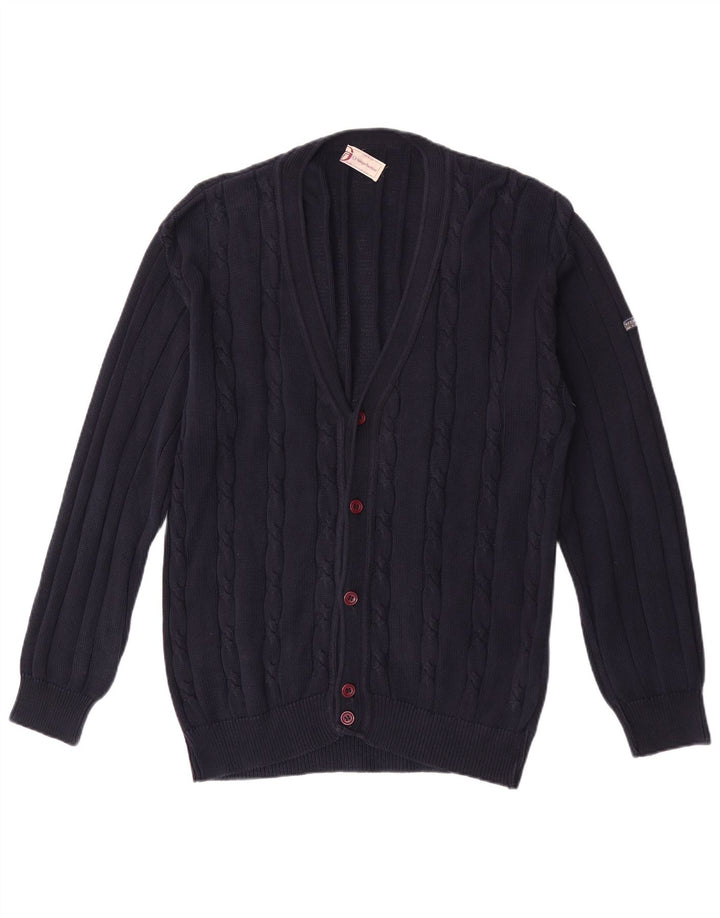 Sergio Tacchini Mens Cardigan Sweater Medium Navy Blue Cotton