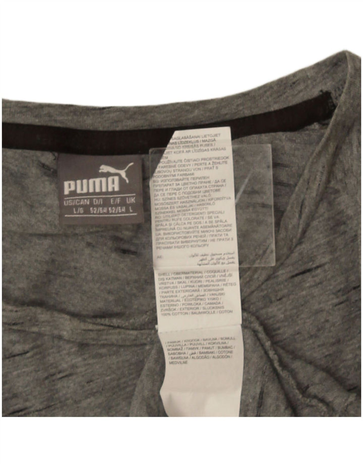 Puma Mens T-Shirt Top Large Grey Flecked Cotton