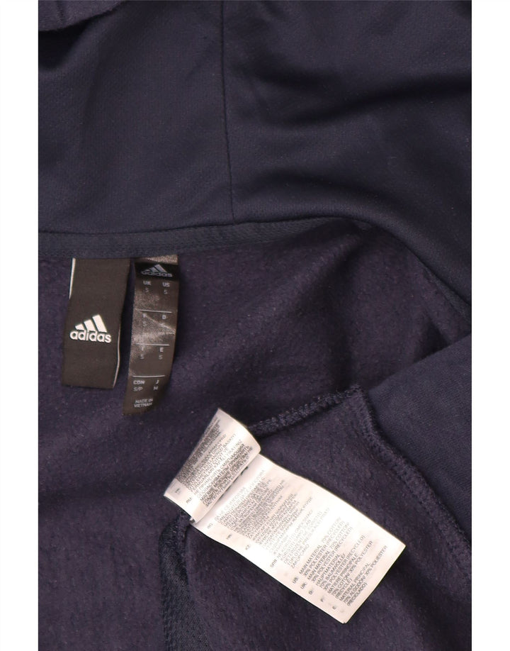 ADIDAS Mens Zip Hoodie Sweater Small Navy Blue Colourblock Cotton