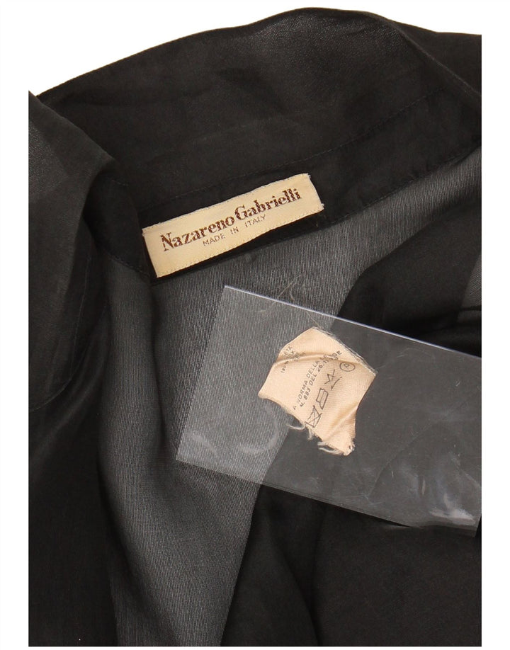 NAZARENO GABRIELLI Womens See Through Cardigan Top UK 14 Medium Black Silk