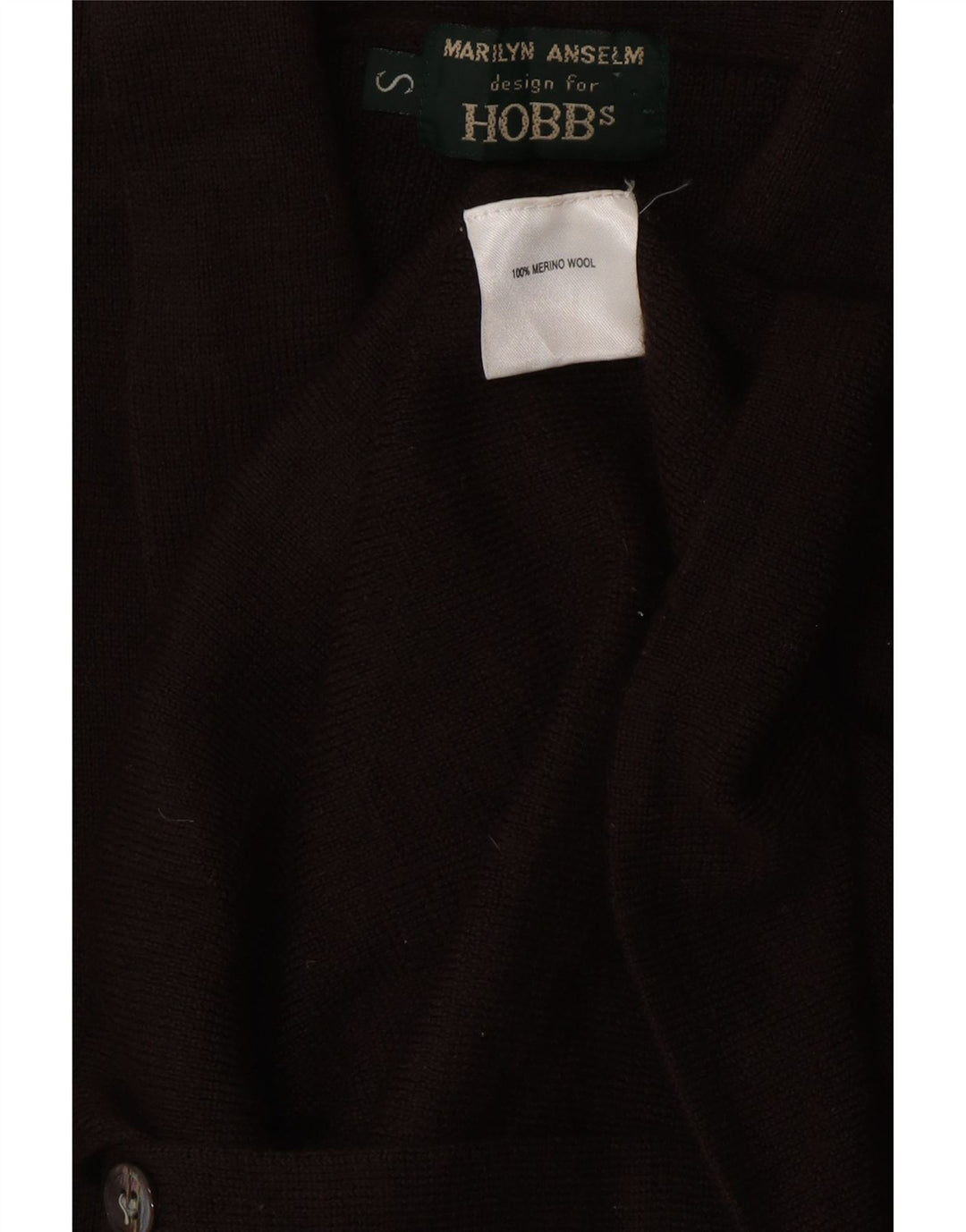 HOBBS Womens Cardigan Sweater UK 8 Small Brown Merino Wool