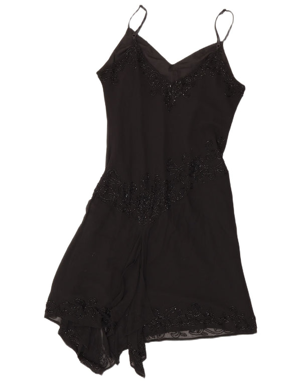 JMD Womens Asymmetric Slip Dress UK 12 Medium Black Polyester