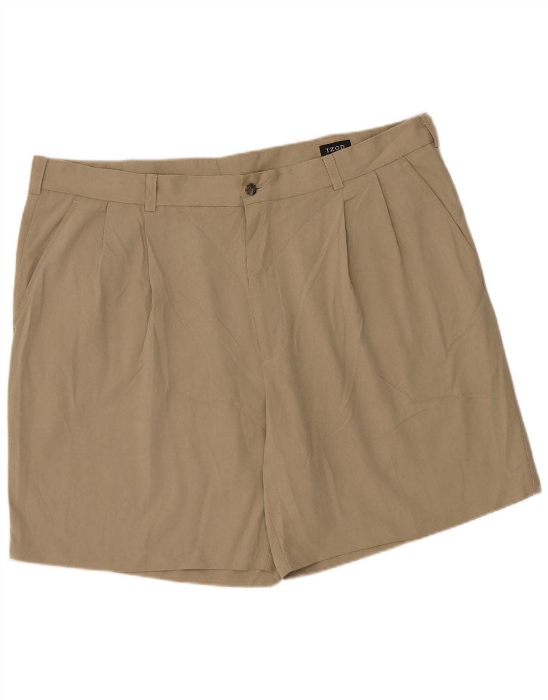 IZOD Mens Pegged Chino Shorts W42 2XL  Khaki Polyester