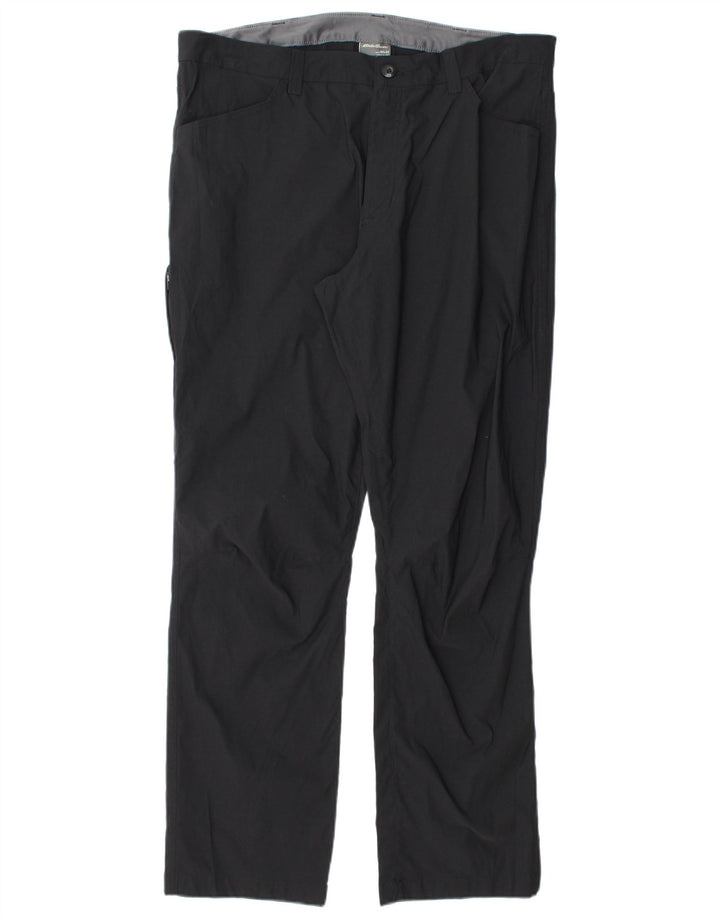 EDDIE BAUER Mens Straight Cargo Trousers W40 L32 Black Nylon
