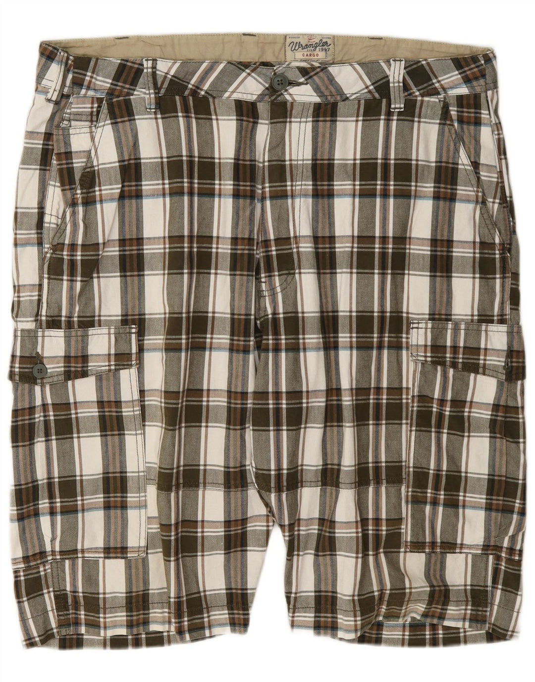 Wrangler Mens Cargo Shorts W42 2XL Multicoloured Check Cotton