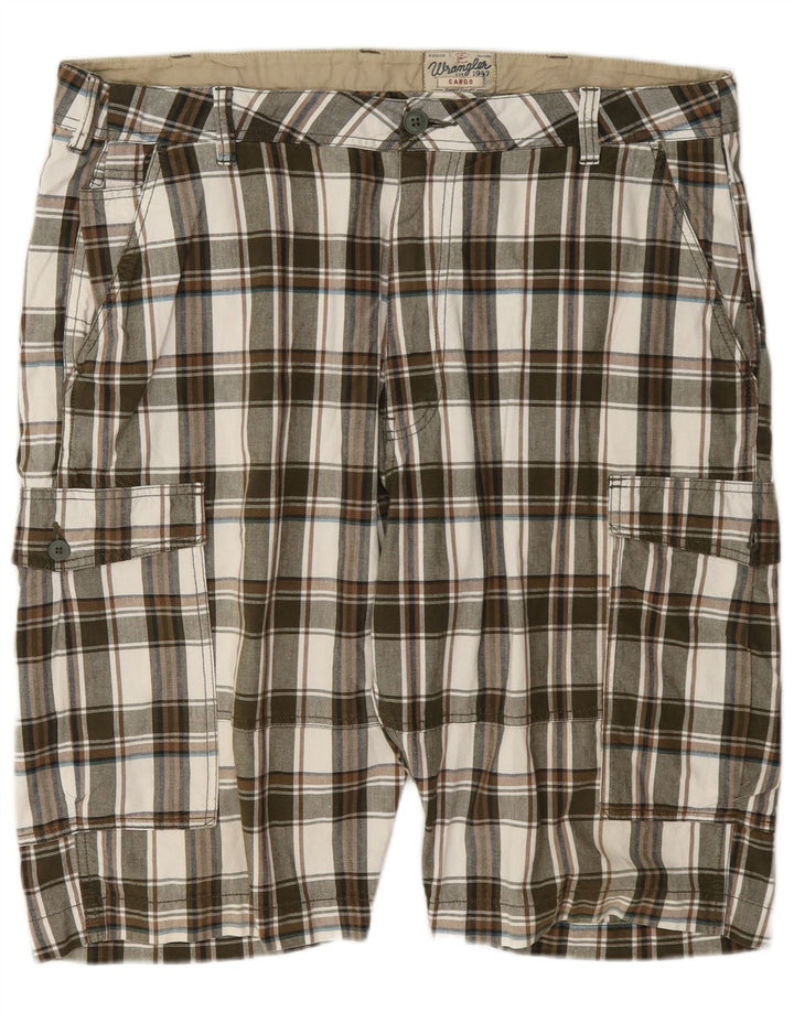 Wrangler Mens Cargo Shorts W42 2XL Multicoloured Check Cotton