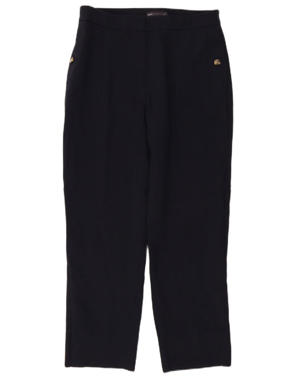 Marks & Spencer Womens Chino Trousers UK 12 Medium W32 L27 Navy Blue