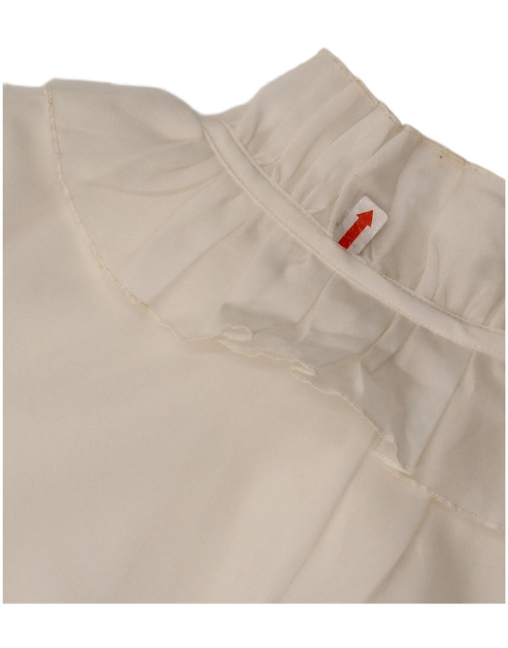 VINTAGE Womens Ruffle Front Shirt Blouse UK 16 Large White