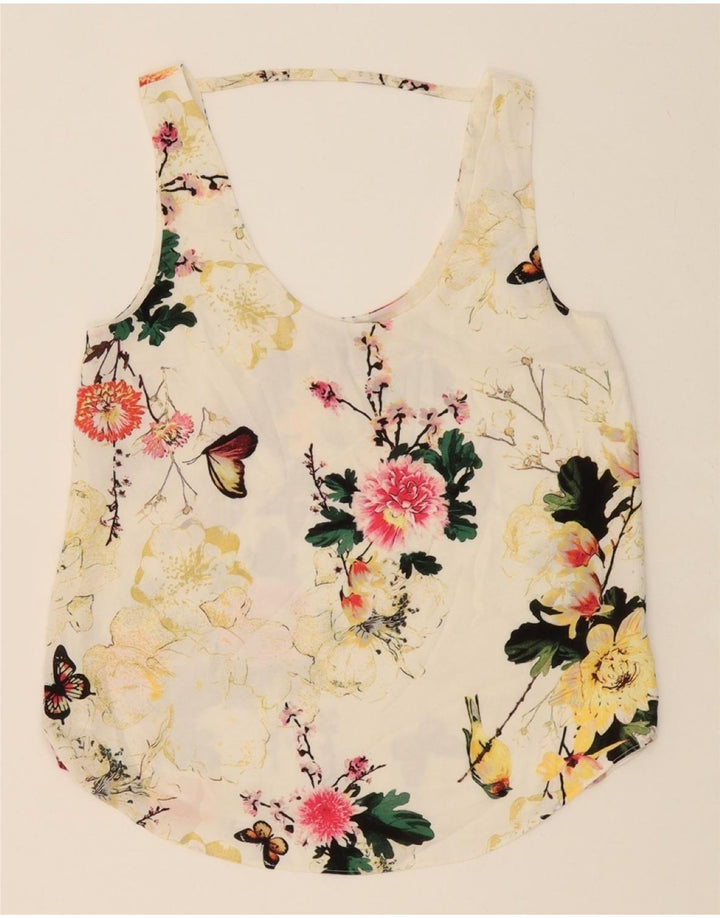 OASIS Womens Sleeveless Blouse Top UK 10 Small White Floral Polyester Vintage Oasis and Second-Hand Oasis from Messina Hembry 