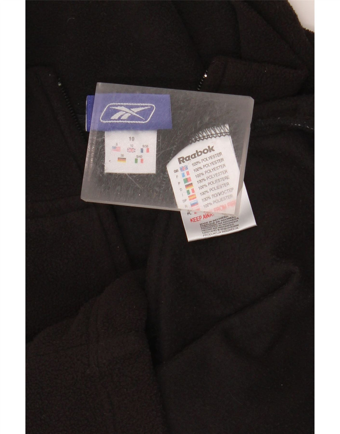 REEBOK Womens Fleece Jacket UK 10 Small Black Polyester