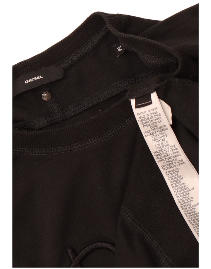DIESEL Womens Graphic Loose Fit Sweatshirt Jumper UK 14 Medium Black