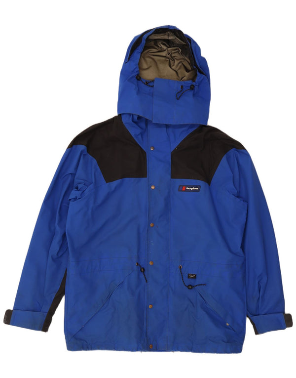 Berghaus Mens Hooded Windbreaker Jacket UK 42 XL Blue Colourblock