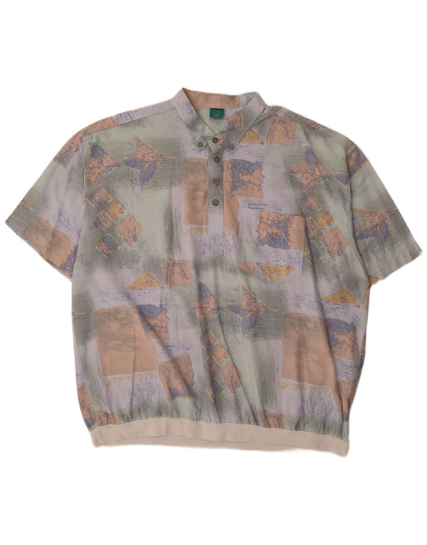 Canda Mens Abstract Pattern Short Sleeve Pullover Shirt 3XL Multicoloured